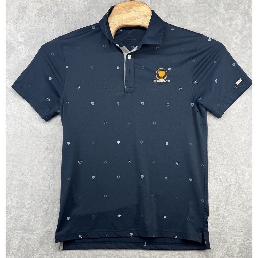 Nike Dri-Fit Golf Polo Shirt Blue Presidents Cup Quail Hollow Men's Size S
